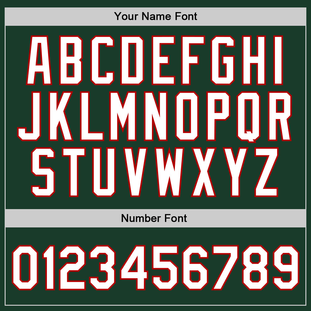 Custom Hunter Green White-Red Authentic Throwback Basketball Jersey