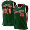 Custom Hunter Green Red-White Authentic Throwback Basketball Jersey
