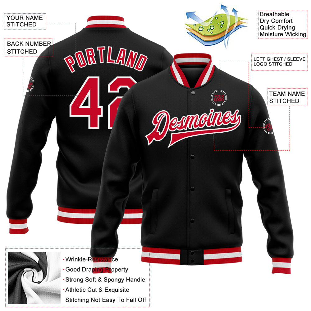New Men's Varsity Premium Red Baseball Letterman Bomber Collar Varsity  Jacket