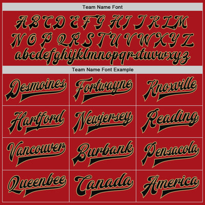 Custom Red Black-Old Gold Bomber Full-Snap Varsity Letterman Jacket