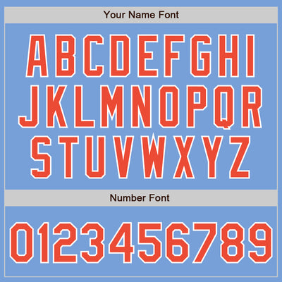 Custom Light Blue Orange-White Bomber Full-Snap Varsity Letterman Jacket