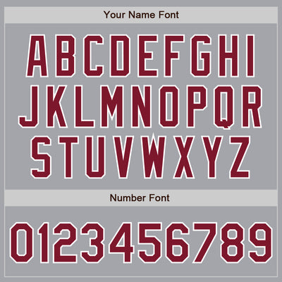 Custom Gray Crimson-White Bomber Full-Snap Varsity Letterman Two Tone Jacket