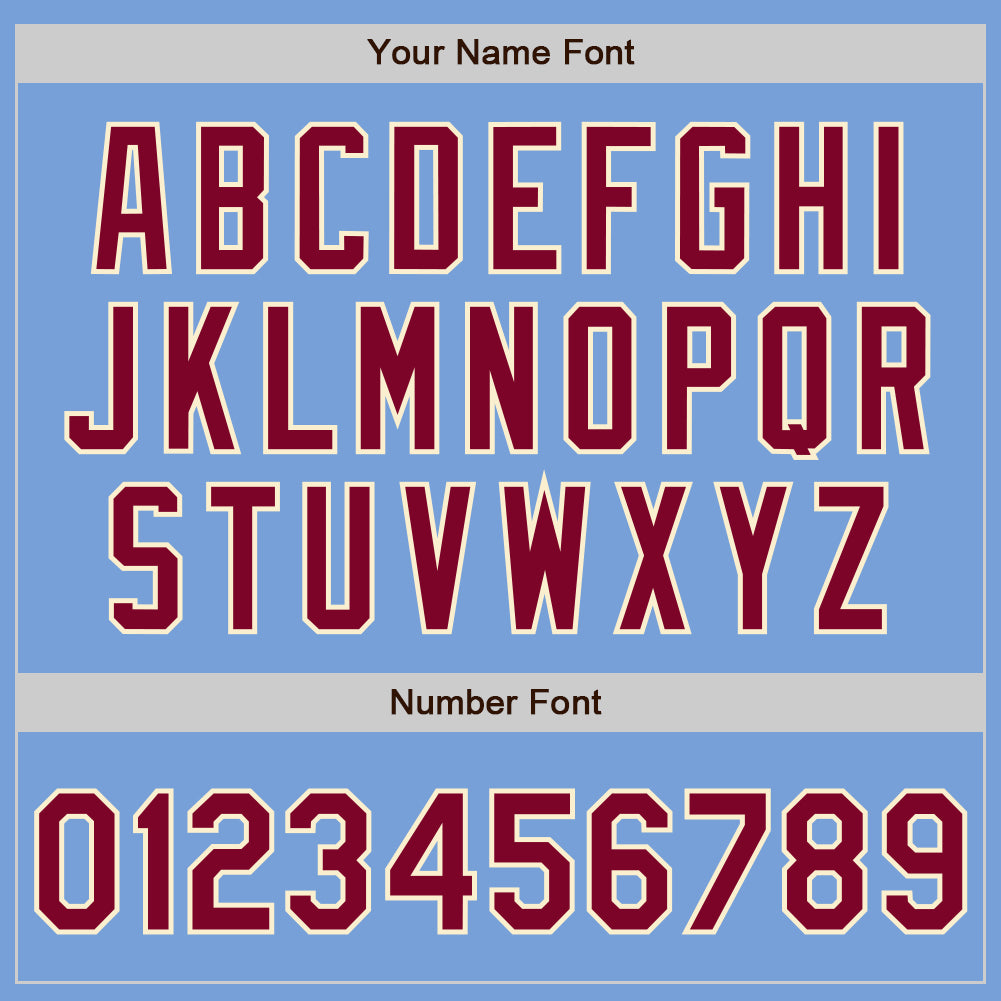 Custom Light Blue Maroon-Cream Bomber Full-Snap Varsity Letterman Jacket