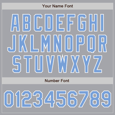 Custom Gray Light Blue-White Bomber Full-Snap Varsity Letterman Jacket