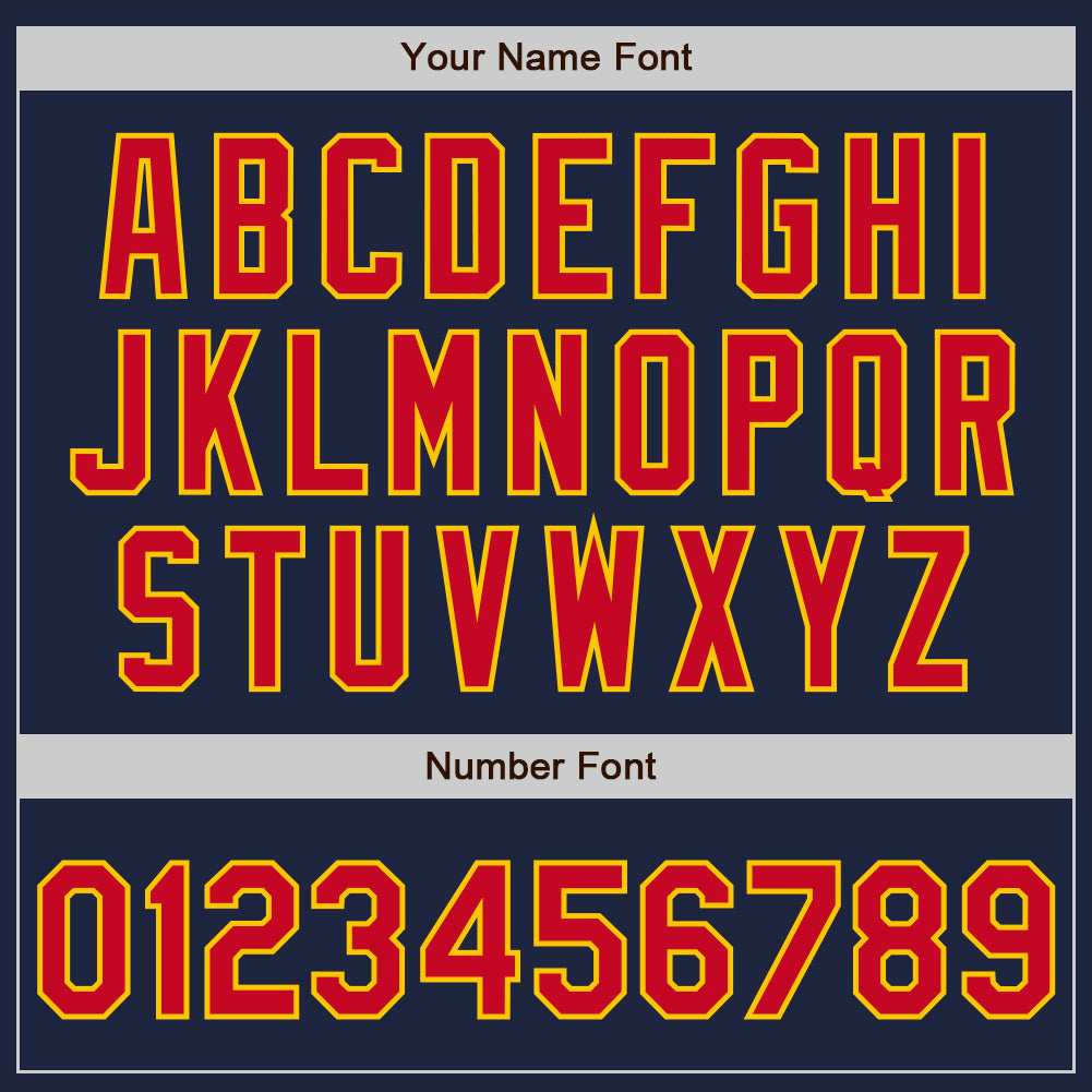 Custom Navy Red-Gold Bomber Full-Snap Varsity Letterman Jacket