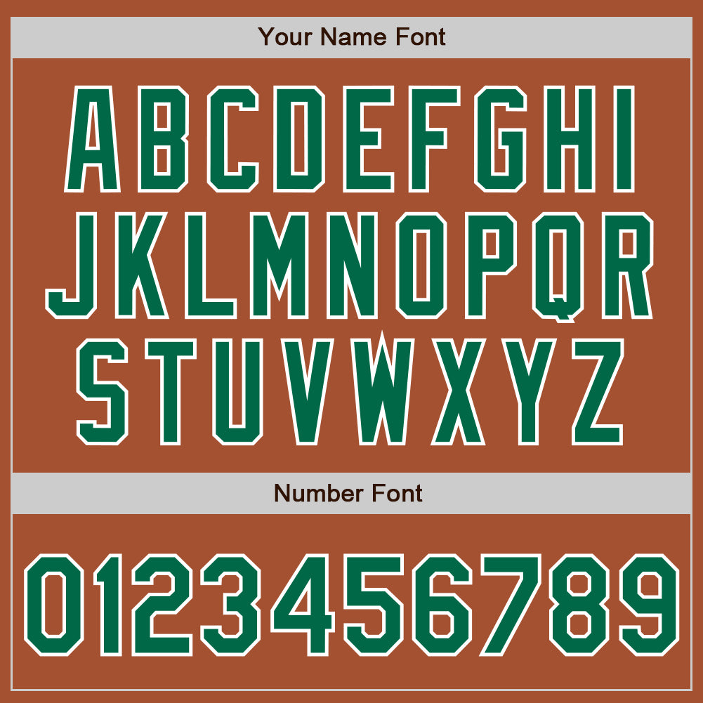 Custom Texas Orange Kelly Green-White Bomber Full-Snap Varsity Letterman Jacket