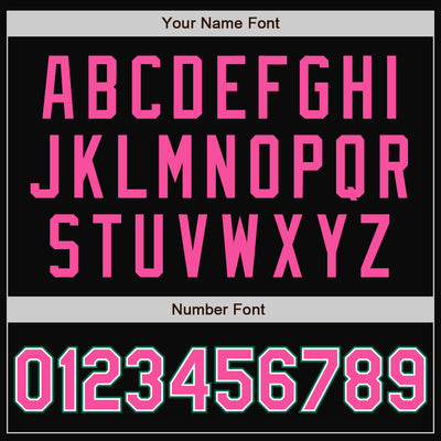 Custom Black Pink-Kelly Green Bomber Full-Snap Varsity Letterman Jacket