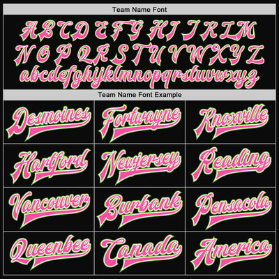 Custom Black Pink-Neon Green Bomber Full-Snap Varsity Letterman Jacket