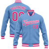 Custom Light Blue Pink-White Bomber Full-Snap Varsity Letterman Jacket