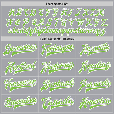 Custom Gray Neon Green-White Bomber Full-Snap Varsity Letterman Jacket