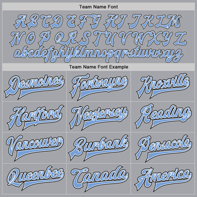 Custom Gray Black-Light Blue Bomber Full-Snap Varsity Letterman Jacket