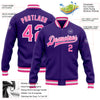 Custom Purple Pink-White Bomber Full-Snap Varsity Letterman Jacket