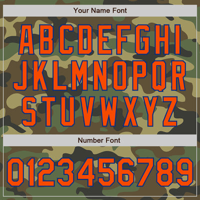 Custom Camo Orange-Royal Bomber Full-Snap Varsity Letterman Salute To Service Jacket