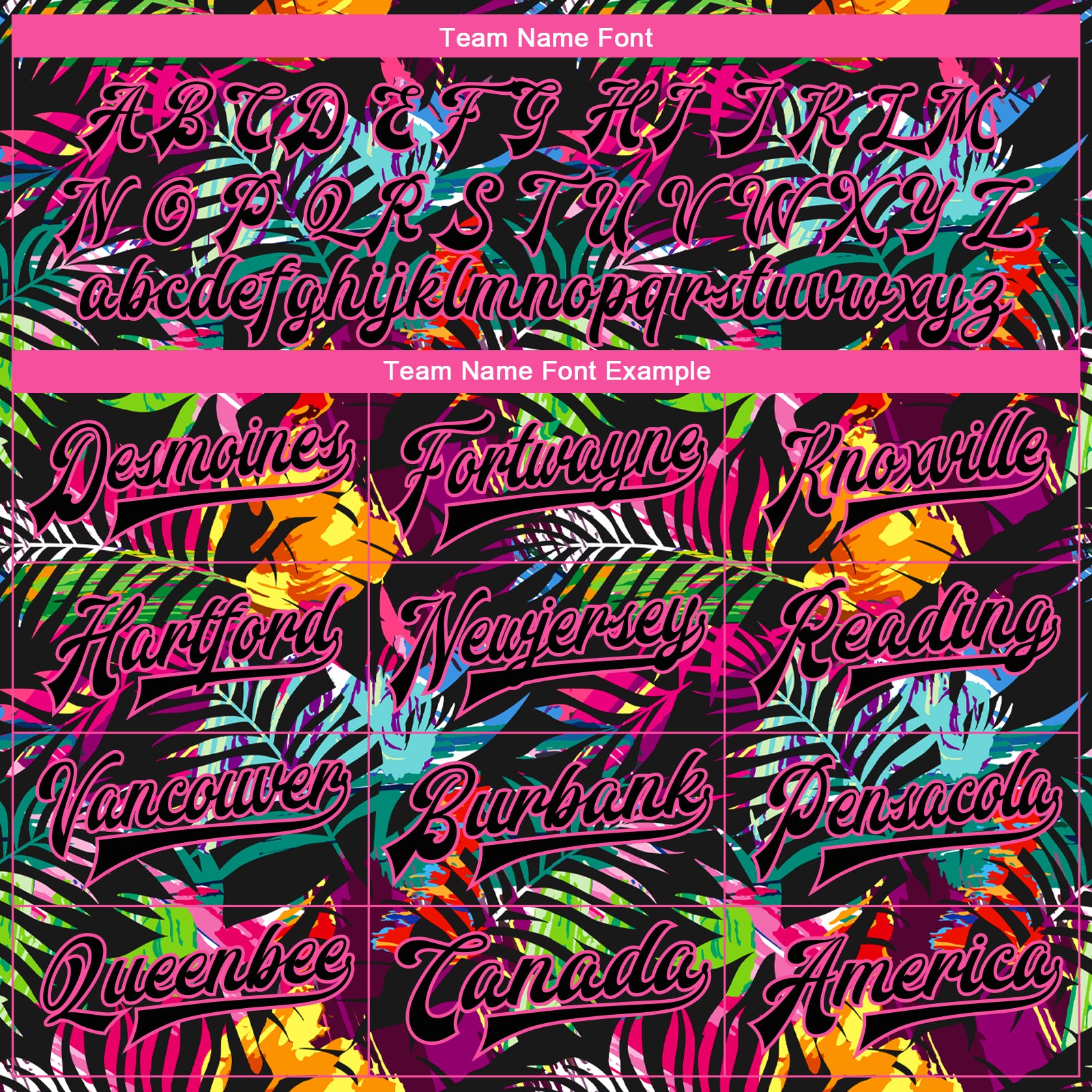 Custom Black Pink-Light Blue Hawaii Palm Trees 3D Bomber Full-Snap Varsity Letterman Jacket