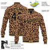 Custom Brown Black-Old Gold Leopard 3D Pattern Design Bomber Full-Snap Varsity Letterman Jacket
