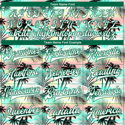 Custom White White-Kelly Green Hawaii Palm Trees 3D Bomber Full-Snap Varsity Letterman Jacket
