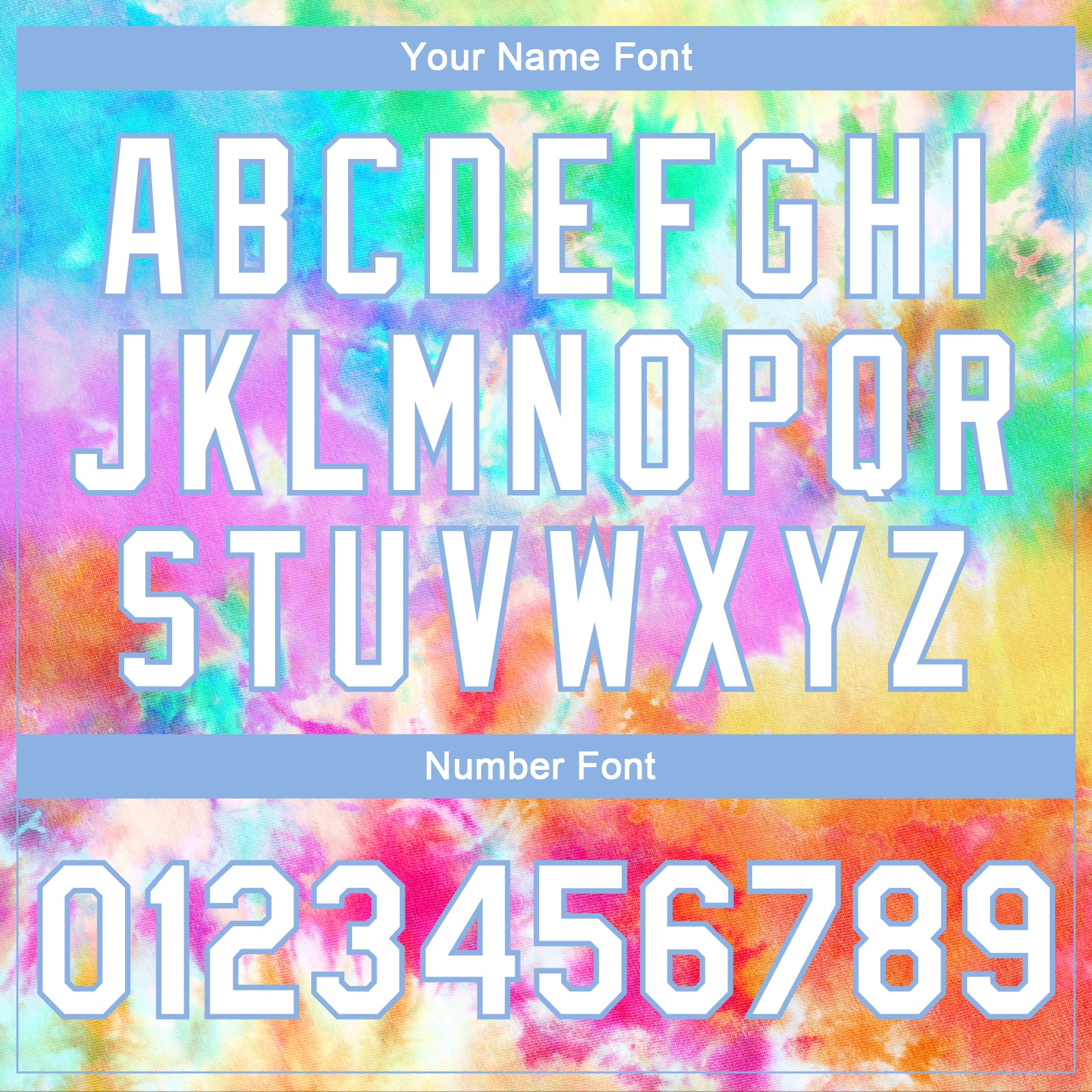 Custom Tie Dye White-Light Blue Rainbow 3D Bomber Full-Snap Varsity Letterman Jacket