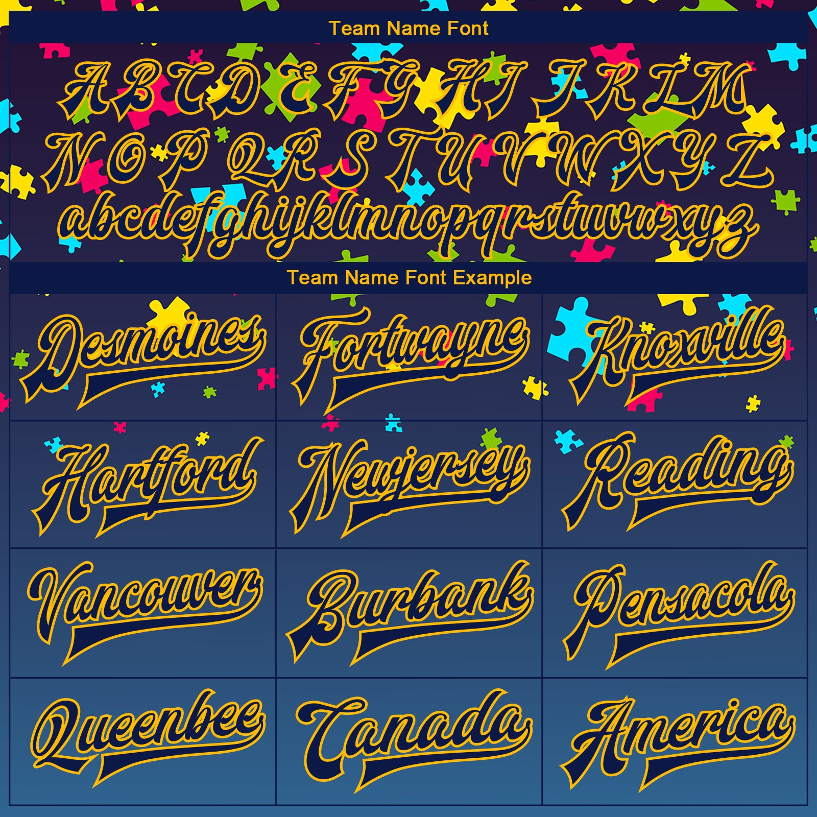 Custom Autism Awareness Puzzle Pieces Navy-Gold 3D Bomber Full-Snap Varsity Letterman Jacket