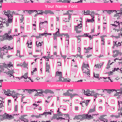 Custom Camo White-Pink 3D Bomber Full-Snap Varsity Letterman Salute To Service Jacket