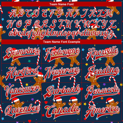 Custom Navy Red-White Christmas 3D Bomber Full-Snap Varsity Letterman Jacket