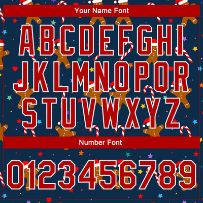 Custom Navy Red-White Christmas 3D Bomber Full-Snap Varsity Letterman Jacket