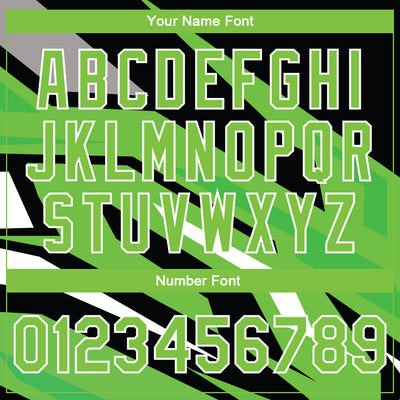 Custom Neon Green Neon Green Black-Gray 3D Pattern Design Bomber Full-Snap Varsity Letterman Jacket