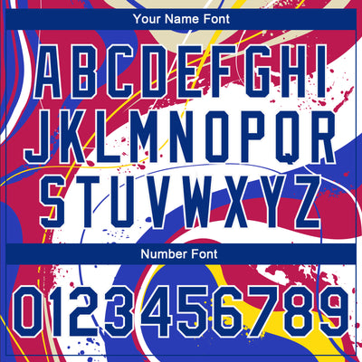 Custom Figure Royal-Red 3D Pattern Design Bomber Full-Snap Varsity Letterman Jacket