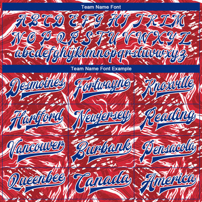 Custom Red Royal-White 3D Pattern Design Bomber Full-Snap Varsity Letterman Jacket