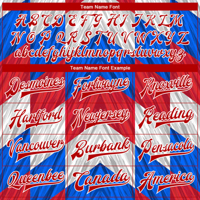 Custom Red Royal-White 3D Pattern Design Bomber Full-Snap Varsity Letterman Jacket