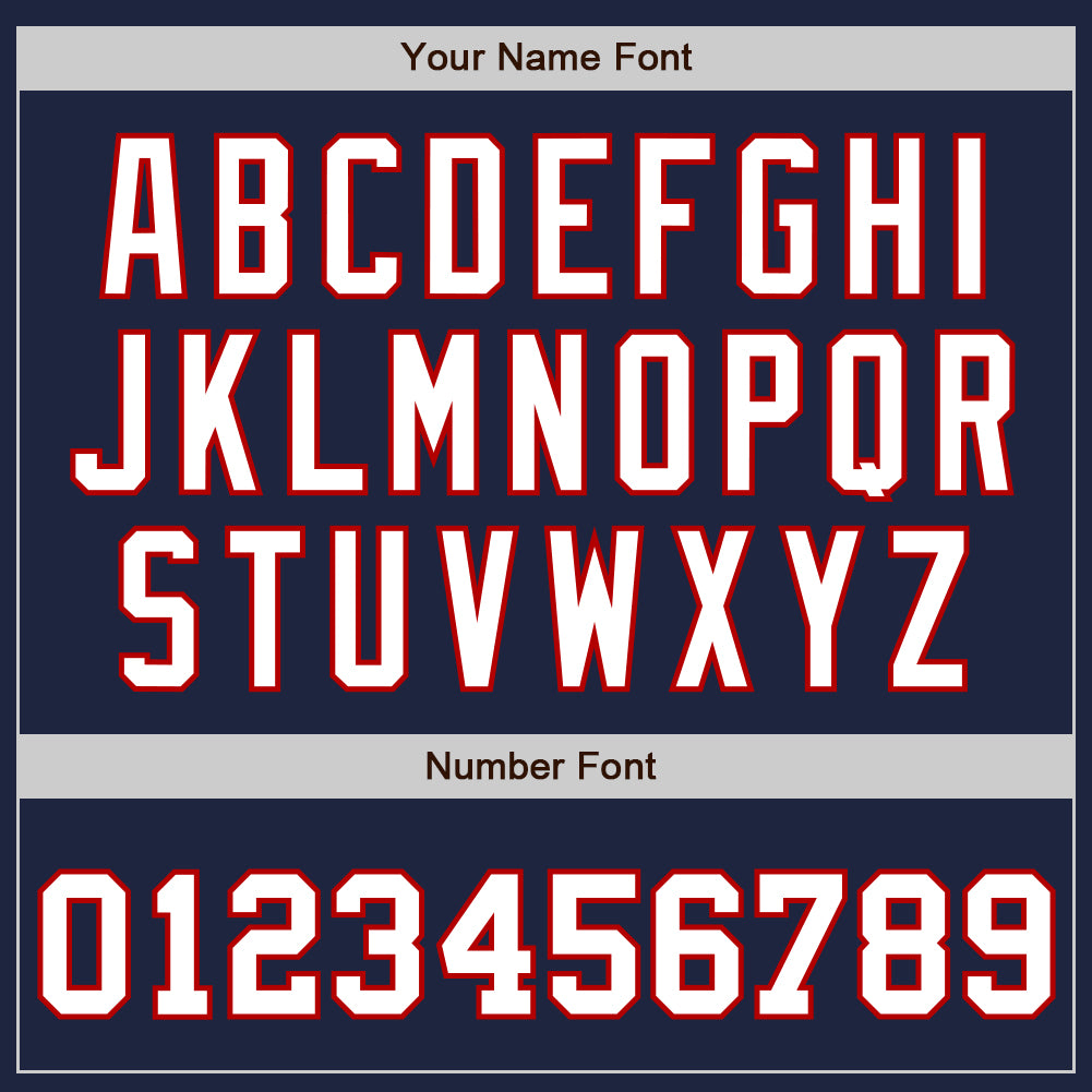 Custom Navy White-Red Bomber Full-Snap Varsity Letterman Jacket