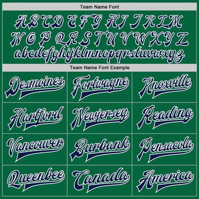 Custom Kelly Green Navy-White Bomber Full-Snap Varsity Letterman Jacket