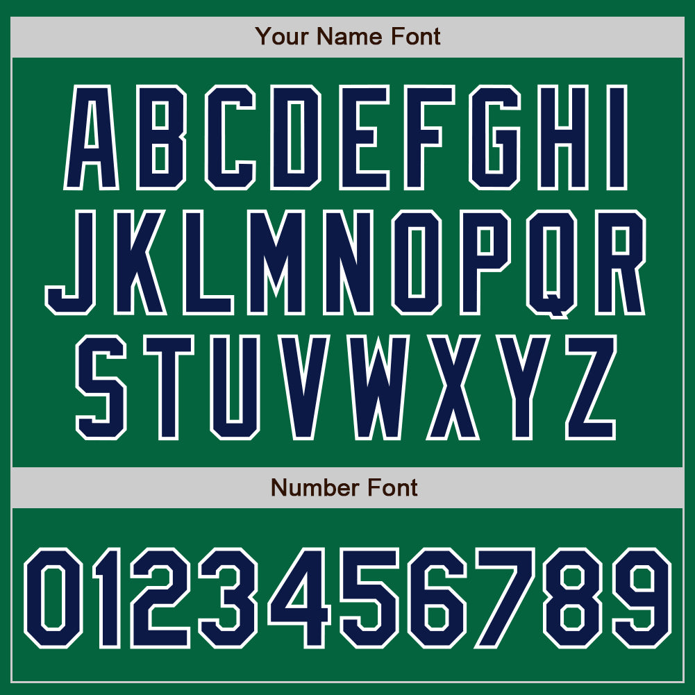 Custom Kelly Green Navy-White Bomber Full-Snap Varsity Letterman Jacket