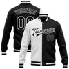 Custom White Black Bomber Full-Snap Varsity Letterman Split Fashion Jacket