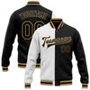 Custom White Black-Old Gold Bomber Full-Snap Varsity Letterman Split Fashion Jacket