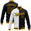 Custom White Black-Gold Bomber Full-Snap Varsity Letterman Split Fashion Jacket