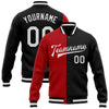 Custom Black White-Red Bomber Full-Snap Varsity Letterman Split Fashion Jacket