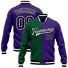 Custom Purple Black Kelly Green Bomber Full-Snap Varsity Letterman Split Fashion Jacket