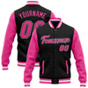 Custom Black Pink-White Bomber Full-Snap Varsity Letterman Two Tone Jacket