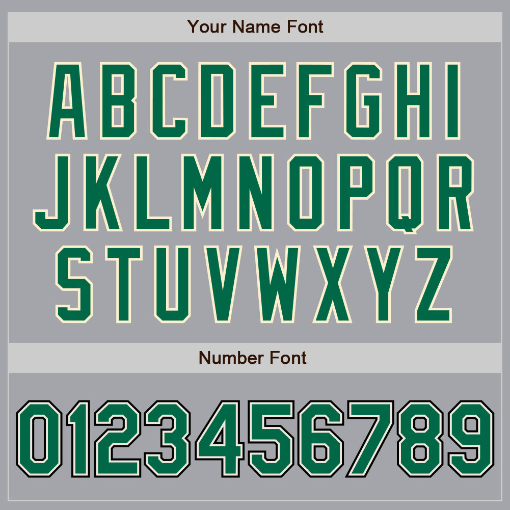 Custom Gray Kelly Green Cream-Black Bomber Full-Snap Varsity Letterman Jacket