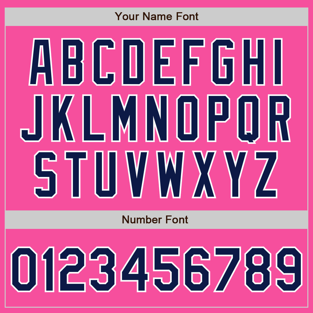 Custom Pink Navy-White Bomber Full-Snap Varsity Letterman Jacket