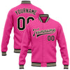 Custom Pink Black-Cream Bomber Full-Snap Varsity Letterman Jacket
