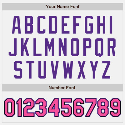 Custom White Pink Black-Purple Bomber Full-Snap Varsity Letterman Jacket