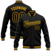 Custom Black Gold Bomber Full-Snap Varsity Letterman Jacket