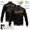 Custom Black Old Gold Bomber Full-Snap Varsity Letterman Jacket