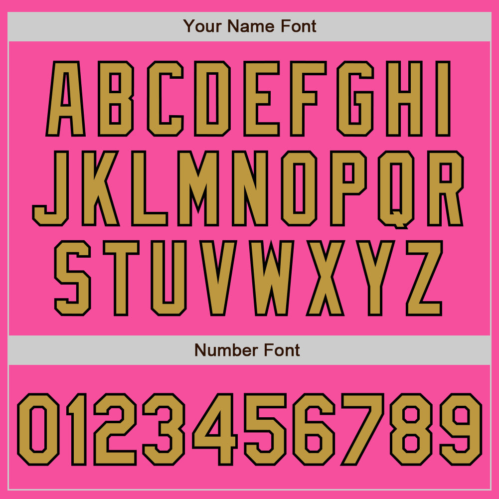 Custom Pink Old Gold-Black Bomber Full-Snap Varsity Letterman Jacket