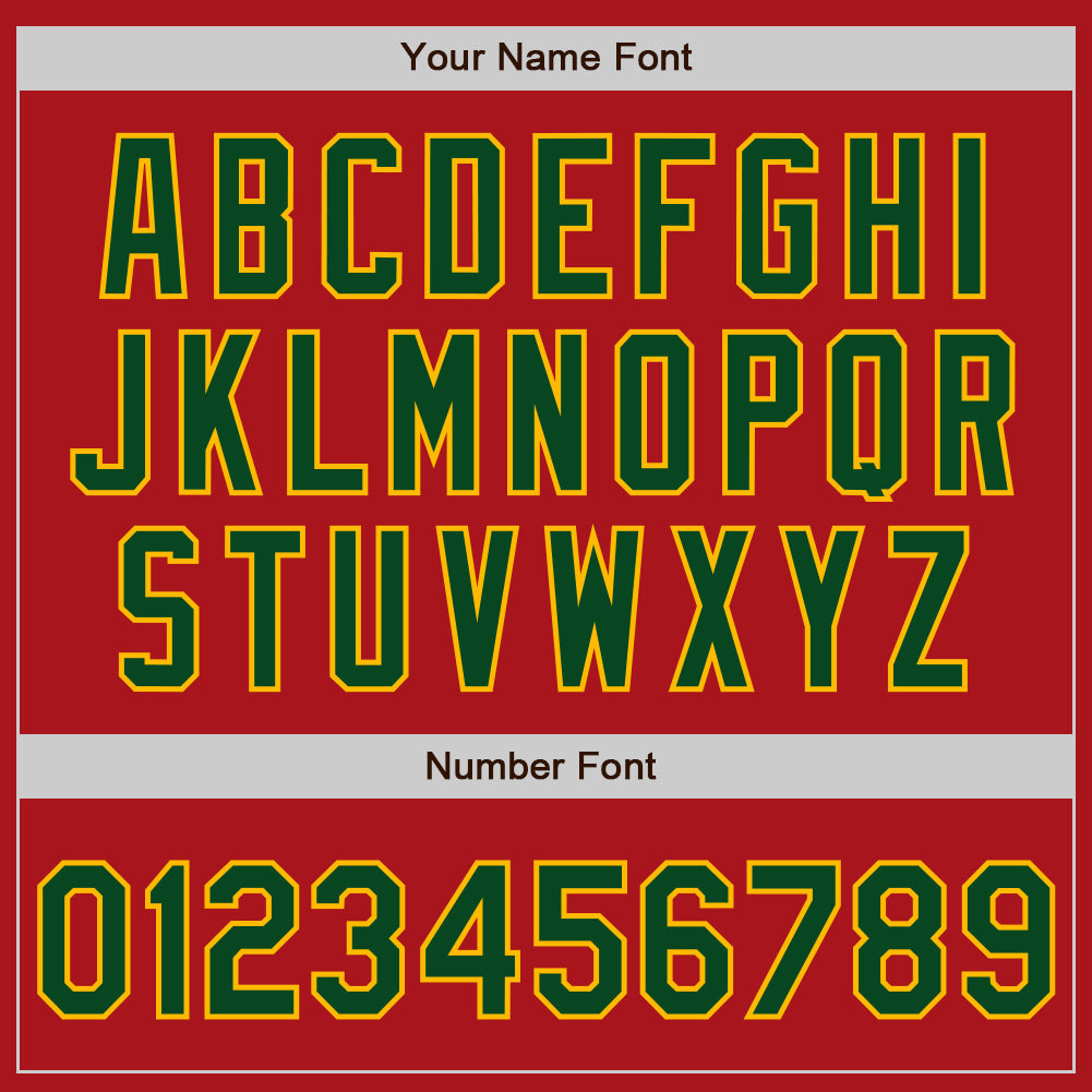 Custom Red Green-Gold Bomber Full-Snap Varsity Letterman Jacket