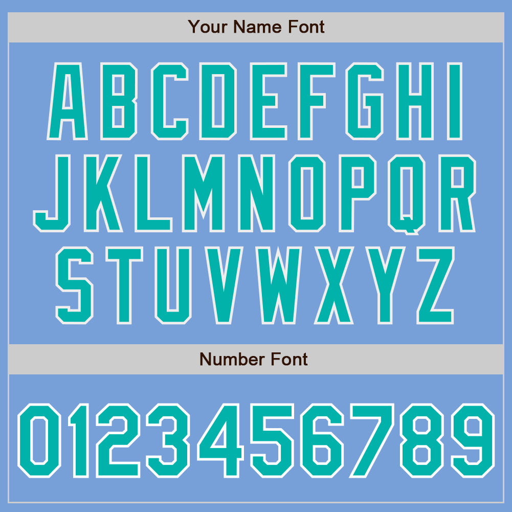 Custom Light Blue Aqua-White Bomber Full-Snap Varsity Letterman Jacket