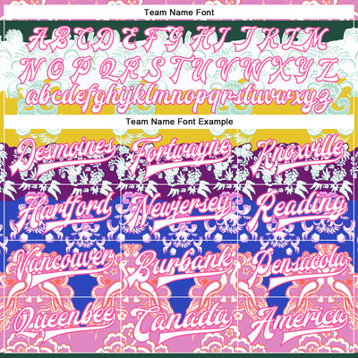 Custom White Pink-Gold Heron 3D Pattern Design Bomber Full-Snap Varsity Letterman Jacket