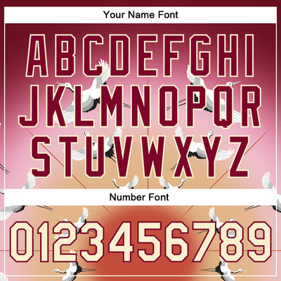 Custom Maroon Cream Heron 3D Pattern Design Bomber Full-Snap Varsity Letterman Jacket