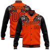 Custom Orange Black Leopard 3D Pattern Design Bomber Full-Snap Varsity Letterman Jacket